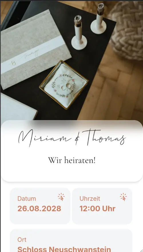 Mobile Vorschau einer Hochzeitsseite